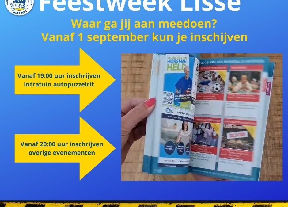 Inschrijven start morgen!